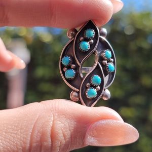 Signed Zuni Sterling Turquoise Ring